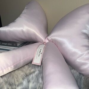 Truly Lou pink satin coquette like bow pillow